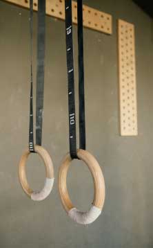 A wooden gymnastic rings