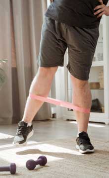 Person doing resistance band exercise