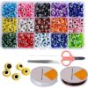 Handmade Evil Eye Beads Charms Lamp work 750Pcs, Round Flat Eye Bracelet Beads for DIY Necklace Bracelets Jewelry Making - Image 2