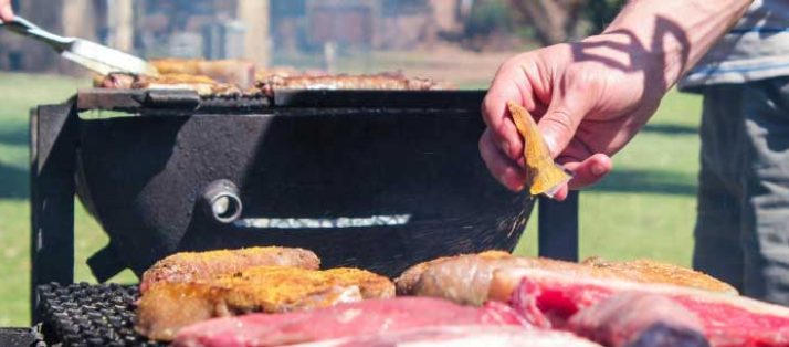 Cooking meat on modern BBQ grill